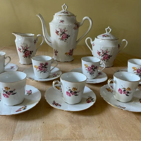 Limoges B et Cie porcelain coffee service circa 1965. 19 piece set - Picture 2 of 11